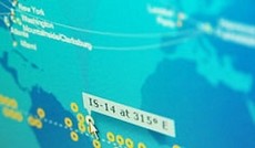 © Intelsat/Screenshot: ORF.at, Karte mit Position von Intelsat 14 © Intelsat/Screenshot: ORF.at, Karte mit Position von Intelsat 14